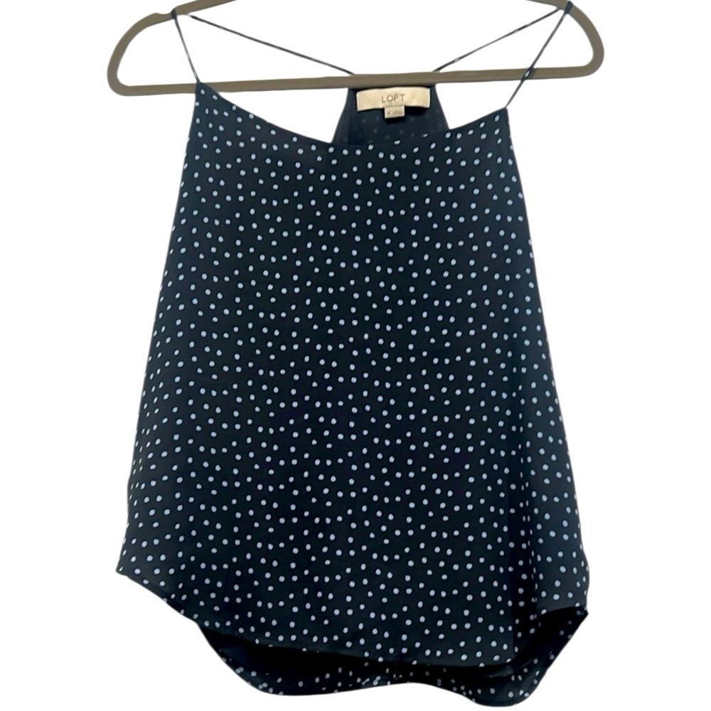 LOFT Navy Polka Dot lined Tank Top size XS (3x$15) - Picture 2 of 9
